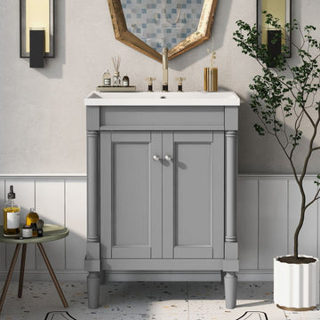 ClariSpring 24" Bathroom Vanity with Single Sink, Modern Grey