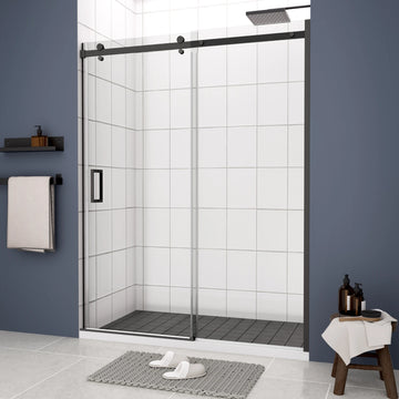 ClariSpring Glass Frameless Shower Doors, with 5/16' Tempered Glass, Matted Black